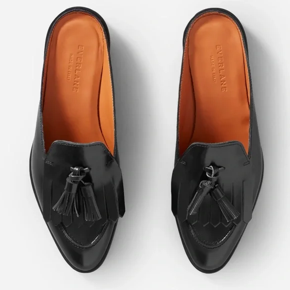 EVERLANE The Modern Tassel Loafer Mule in Black Italian Leather Slip On 8.5 NEW - Picture 2 of 15